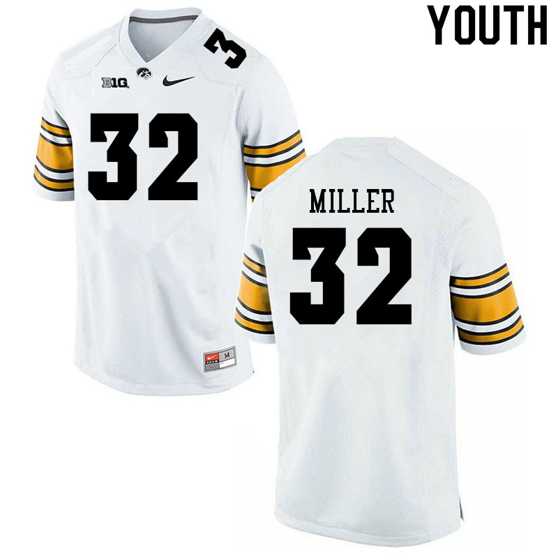 Youth #32 Eli Miller Iowa Hawkeyes College Football Jerseys Sale-White - Click Image to Close